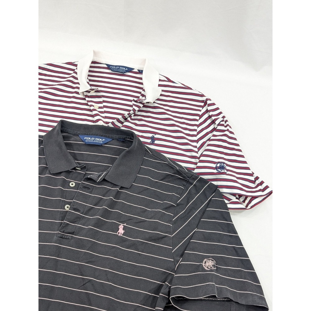 2) Two  Ralph Lauren Polos Golf Cotton Striped Golf‎ Polo Large Oklahoma City